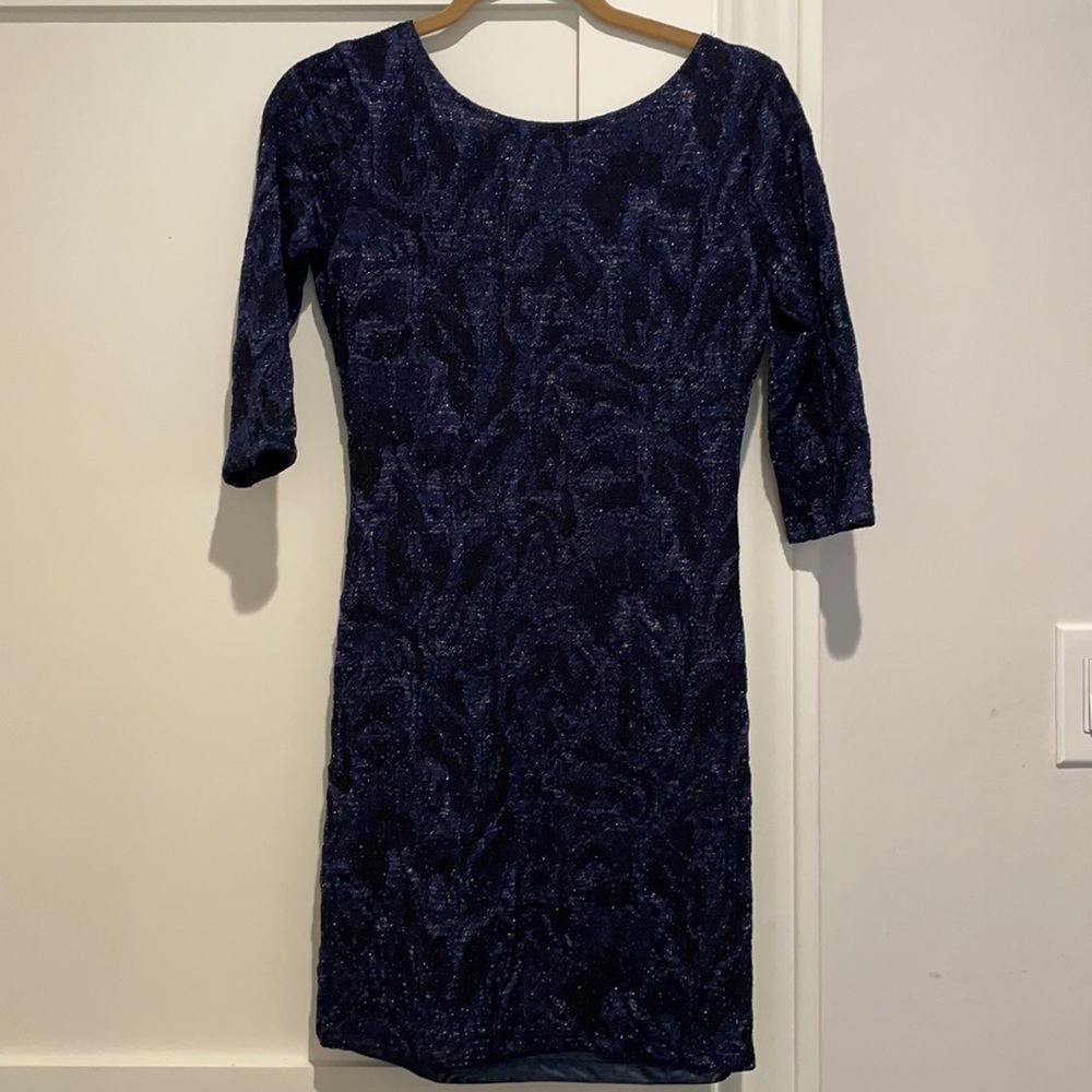 Zara metallic navy dress